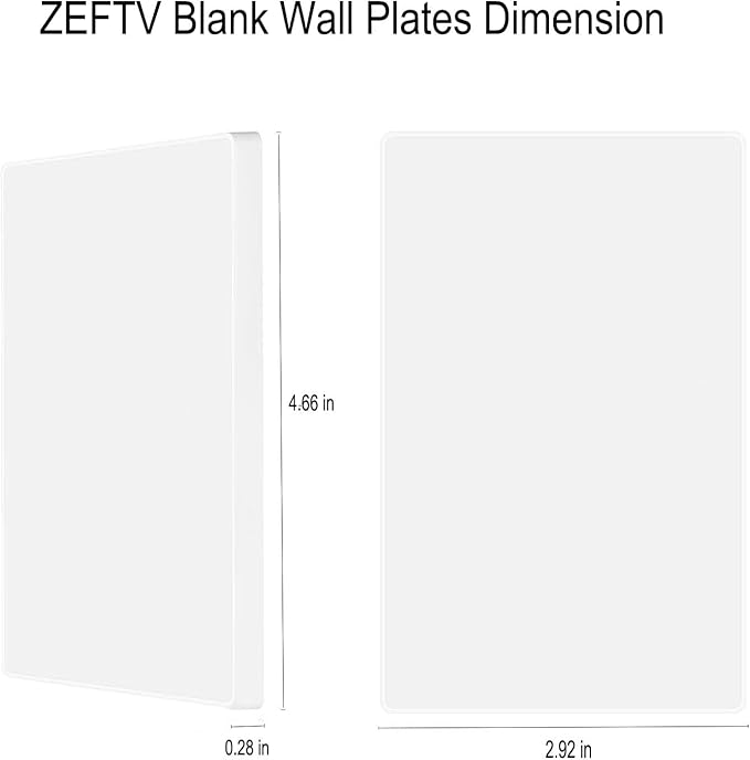 ZEFTV Screwless Blank Wall Plates 1-Gang Blank Switch Outlet Electrical Cover Plate Unbreakable Thermoplastic Faceplate for Decorative Receptacle Outlet Switch, White (10 Pack)
