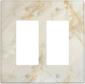 Decorative Outlet Covers Beige Gold Marble Abstraction Morden Art 2 Gang Double Rocker Light Switch Cover Decorative Switch plates Electrical Wallplates GFCI Receptacle for Kitchen Bathroom