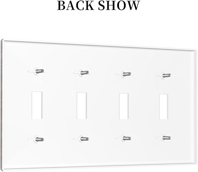 Decorative Switch Plate Cover with Rustic Dark Wood Grain & Vintage Style Design 4 Gang Artistic Wall Plate Unique Quad Toggle Light Switch Covers for Kitchen/Living Room