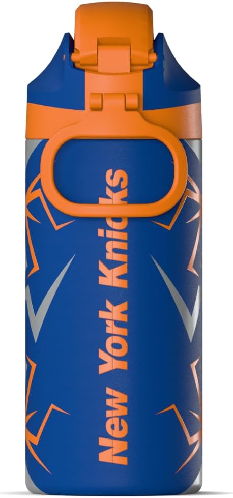 Hydrapeak x NBA Officially Licensed New York Knicks Oasis 20 oz Insulated Kids Water Bottle, Stainless Steel Water Bottle Kids with Chug Lid, Push Button