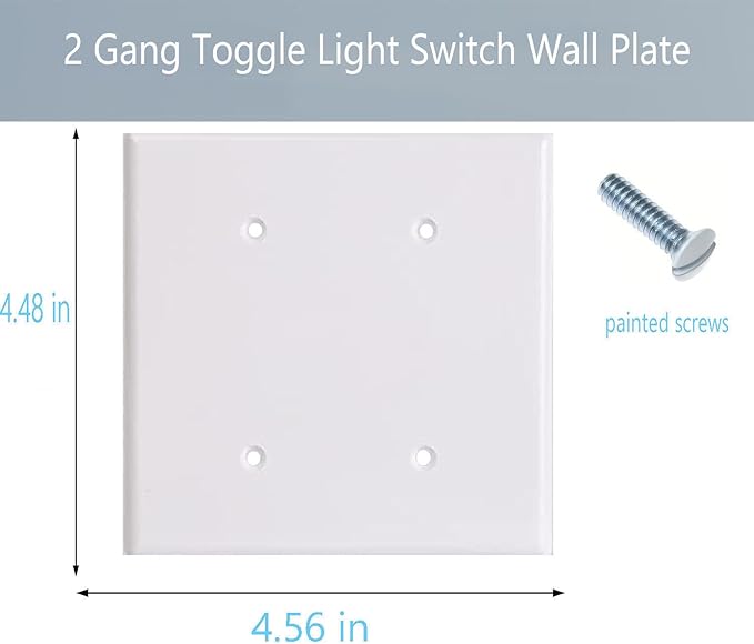 2-Gang Blank Wall Plate Outlet Cover Plate Unbreakable Polycarbonate Thermoplastic Double Blank Faceplate Electrical Receptacle Cover, White, 4 Pack
