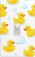 Yellow Rubber Duck 1-Gang Toggle Light Switch Plate, Cute Duck Bubble Wall Plate for Kids Bathroom, Nursery & Boys Girls Room