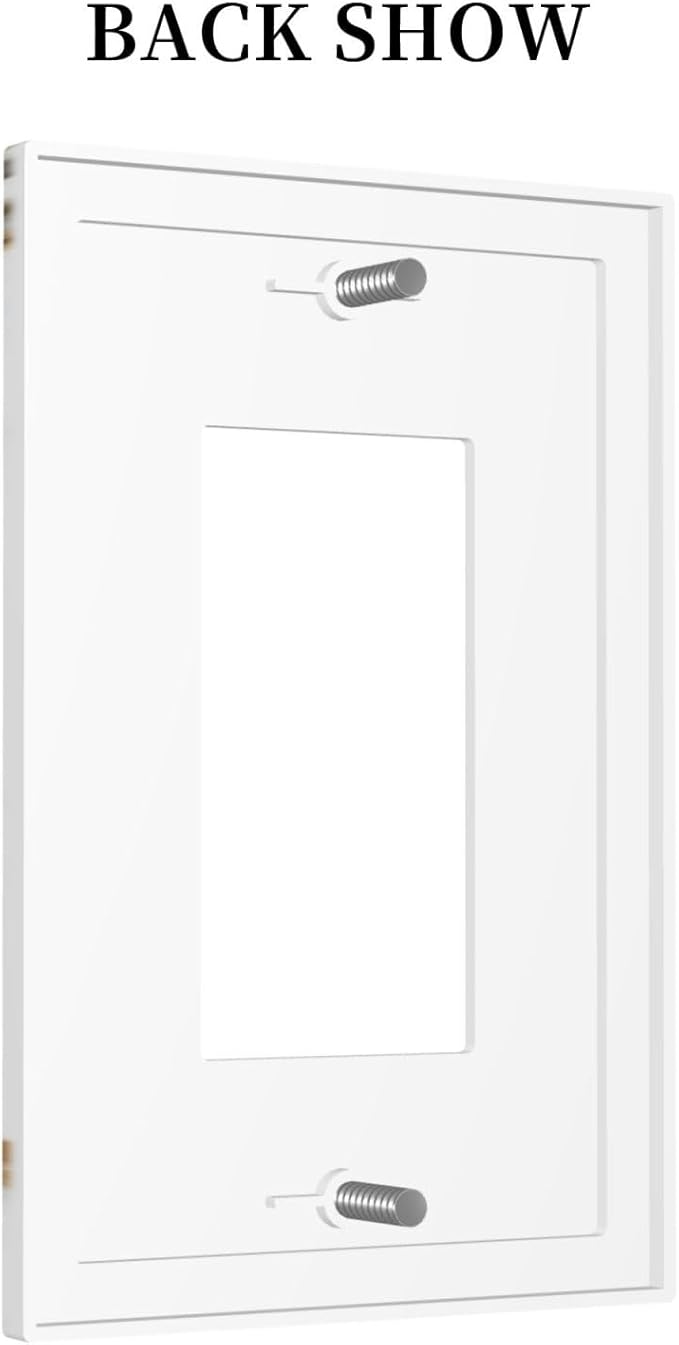 White Gold Marble Modern Abstract Luxury Print Decorative Outlet Covers 1 Gang Single Rocker Light Switch Cover Plate Wall Plates GFCI Faceplate for Bathroom Kitchen Decor