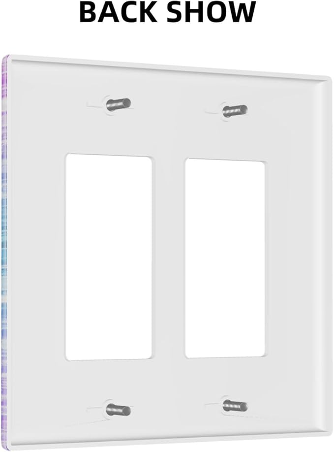Outlet Covers Fantasy Colorful Glitter Blue Purple Gradient 2 Gang Double Rocker Light Switch Cover Plate Decorative Wall Plate GFCI Socket Cover Electrical Switch Plate Covers for Kids Room Home