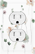 Outlet Covers Watercolor Floral Botanical Flowers 1 Gang Duplex Light Switch Cover Decorative Switch Plates Electrical Receptacle Faceplate Wall Plate For Living Room Bed Room Decor