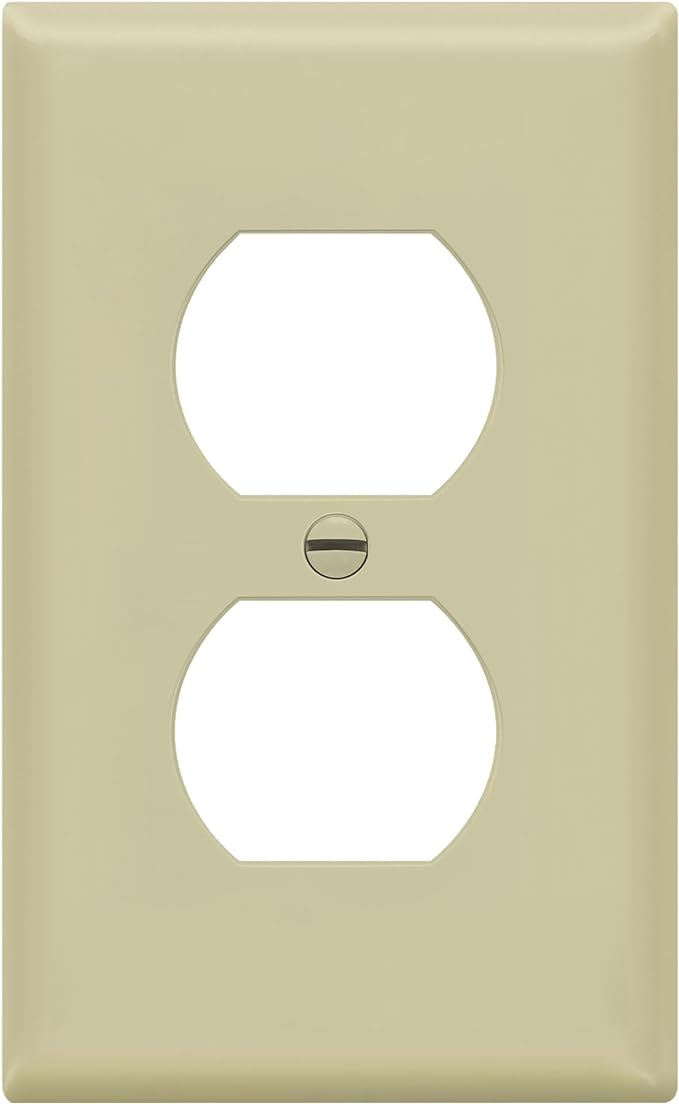 Enerlites 8821-I Duplex Receptacle Outlet Wall Plate, Standard Size 1-Gang, Polycarbonate Thermoplastic, Ivory