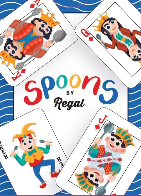 Regal Games Spoons Card Games for Kids - Spoons Game, Deck of Cards, Fun Family Games for Kids and Adults, Playing Cards, Game Night, Travel Games, 3-5 Multi-Player Card Game, Games for Adults