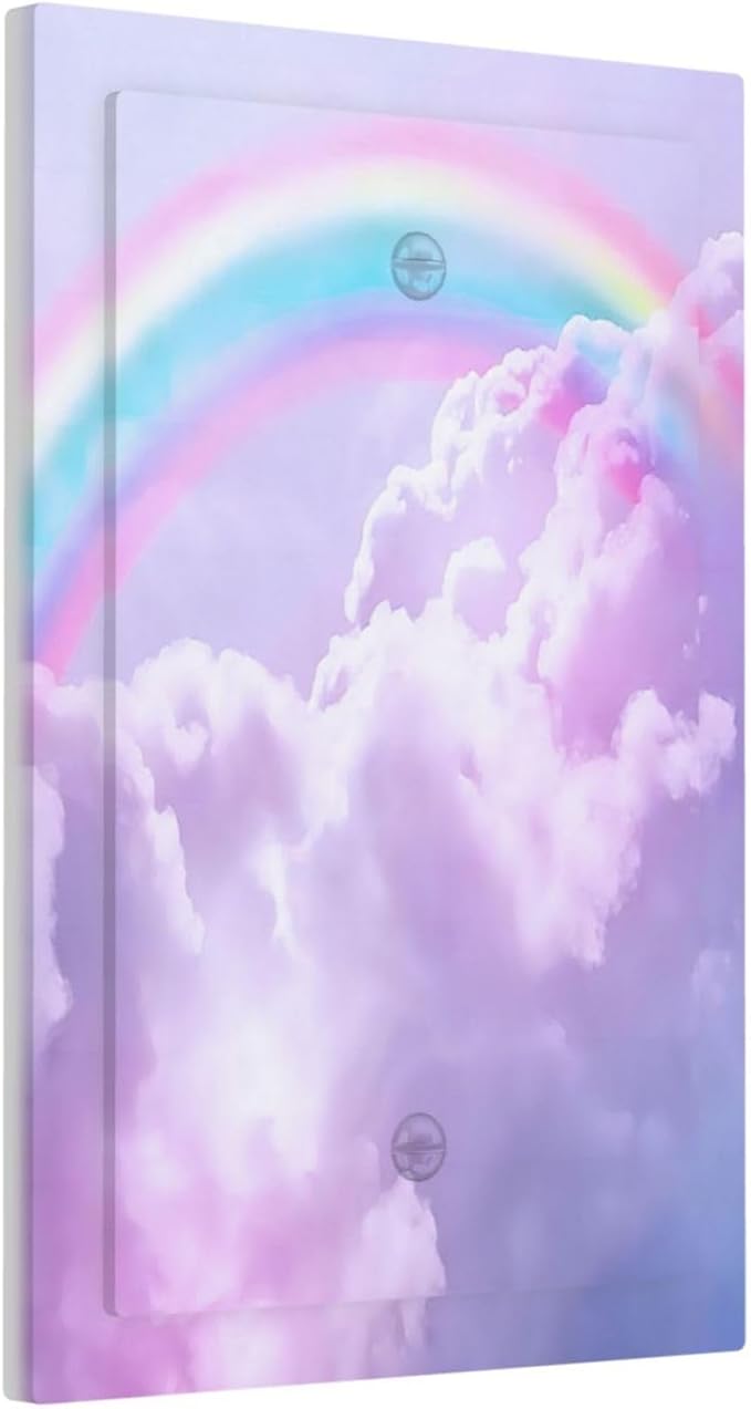 Light Switch Cover Rainbow Sky with Clouds Wall Plate Cover 1 Gang Blank No Device Decorative Outlet Covers Electrical Switchplate for Bathroom Home Decor
