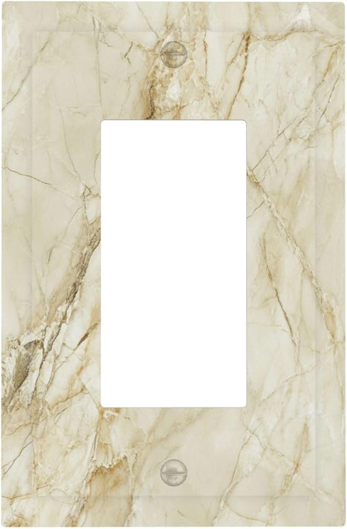 Outlet Covers Creamy Beige Marble Abstract Minimalism 1 Gang Single Rocker Light Switch Cover Plate Decorative GFCI Wallplates Socket Cover Electrical Switch Plate Covers for Bathroom Home