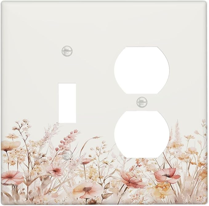 Outlet Covers Boho Floral Watercolor Flower Pattern 1 Toggle 1 Duplex Switch Plate Covers Electrical Light Switch Cover Plate Decorative Wall Plate Socket Cover for living Room Home Decor