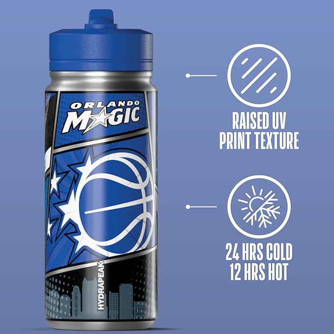 Hydrapeak x NBA Orlando Magic 20 oz Stainless Steel Water Bottle, Officially Licensed Double Wall Insulated Sports Bottle with Straw Lid, Reusable Leakproof Gift for Kids & Adults