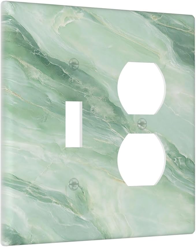 Outlet Covers Green Marble Pattern 1 Toggle 1 Duplex Switch Plate Covers Electrical Light Switch Cover Plate Decorative Wall Plate Socket Cover for Home Bedroom Decor