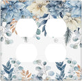 Blue Vine Snowflake Plants Leaves Floral Flowers Outlet Covers 2 Gang Double Duplex Decorative Light Switch Covers Electrical Wallplates Socket Faceplate for Bedroom Living Room Decor