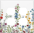 Colorful Wildflowers Plants Floral Decorative Outlet Covers 2-Gang Duplex Light Switch Cover Gfci Wall Plate Covers Electrical Receptacle Switch Plate Cover Plug Faceplate for Bathroom Decor