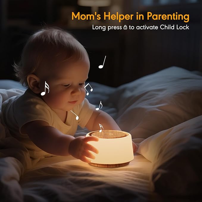 White Noise Machine with Night Light, 30 Soothing Sounds Portable Sound Machine for Baby and Adults, 10 Color Night Light, 5 Timer Options, Memory Function,Compact for Travel (Wood Grain)