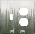 Green Pine Tree Deer Country Forest Bird Nature Mist Wallplates 1 Toggle 1 Duplex Electrical Gfci Faceplate Decorative Light Switch Covers Switch Plate for Bedroom Home Decor