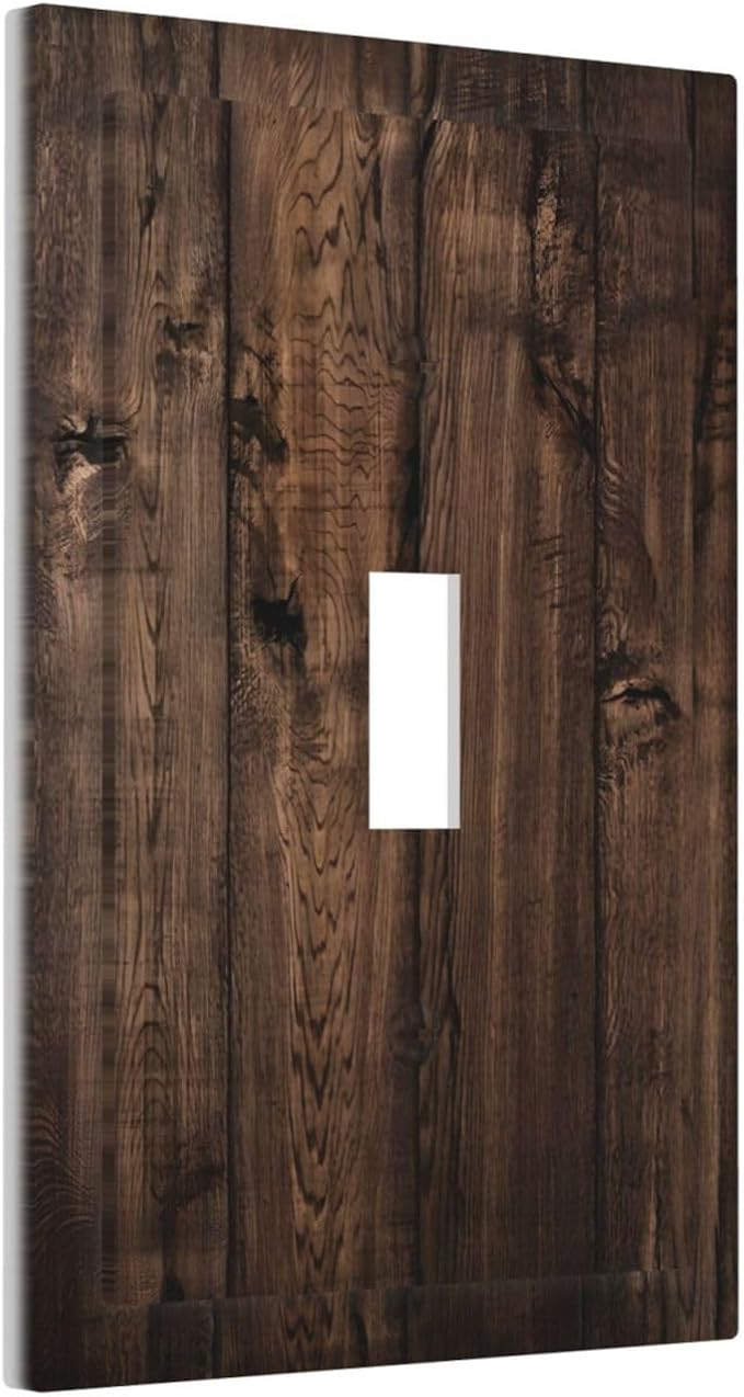 Rustic Brown Wood Plank Vintage Wooden Texture Print Decorative Light Switch Cover 1 Gang Single Toggle Device Electrical Faceplate Switchplates Decorator Outlet Wall Plate for Farmhouse Home Decor