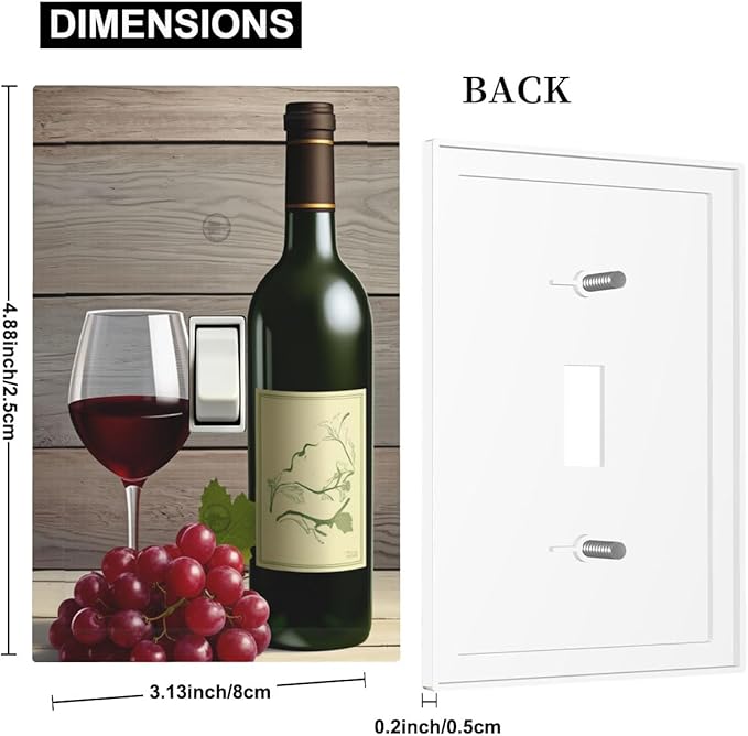Rustic Wine & Grape Vineyard Scene 1-Gang Toggle Light Switch Plate, Wine Lover's Home Decorative Wall Plate for Kitchen Decor