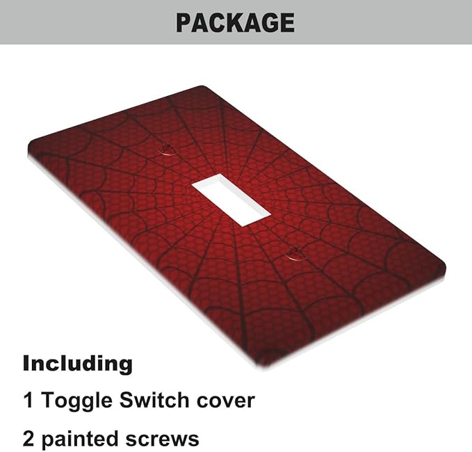 Red Spider Web Hero Theme Cartoon Light Switch Plate, 1-Gang Toggle Wall Plate for Boys Bedroom, Game Room & Man Cave