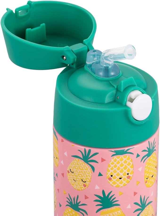Snug Insulated Kids Water Bottle with Straw & Spout – Double-Wall Stainless Steel, Leakproof, Easy-Flip Lid – For School, Travel, Toddlers & Big Kids - Pineapple, 17oz