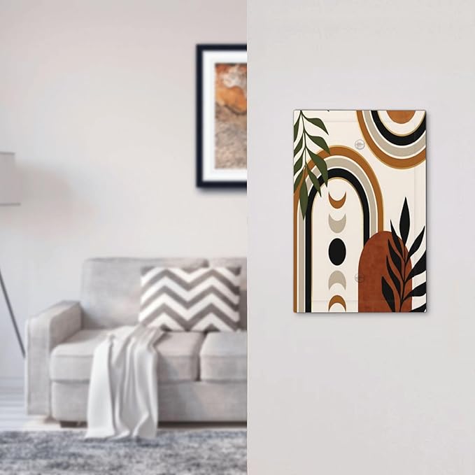 Boho Mid Century Arch Plant Leaves Sun Moon Light Switch Cover Plate 1 Gang No Device Blank Electrical Wall Plates Faceplate Decorative Switch Plate Covers for Bedroom Living Room Decor