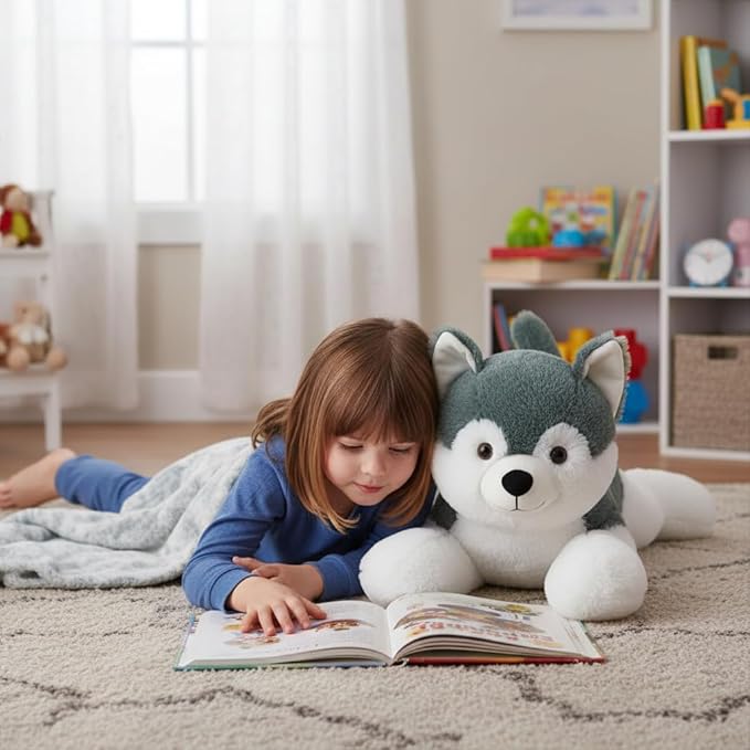 MorisMos Husky Stuffed Animal 28" Dog Stuffed Animal Husky Plush Stuffed Puppy Toy Dogs for Kids Stuffed Animals Plushie Dog Pillow Gift for Kids Boys Girls Birthday Christmas