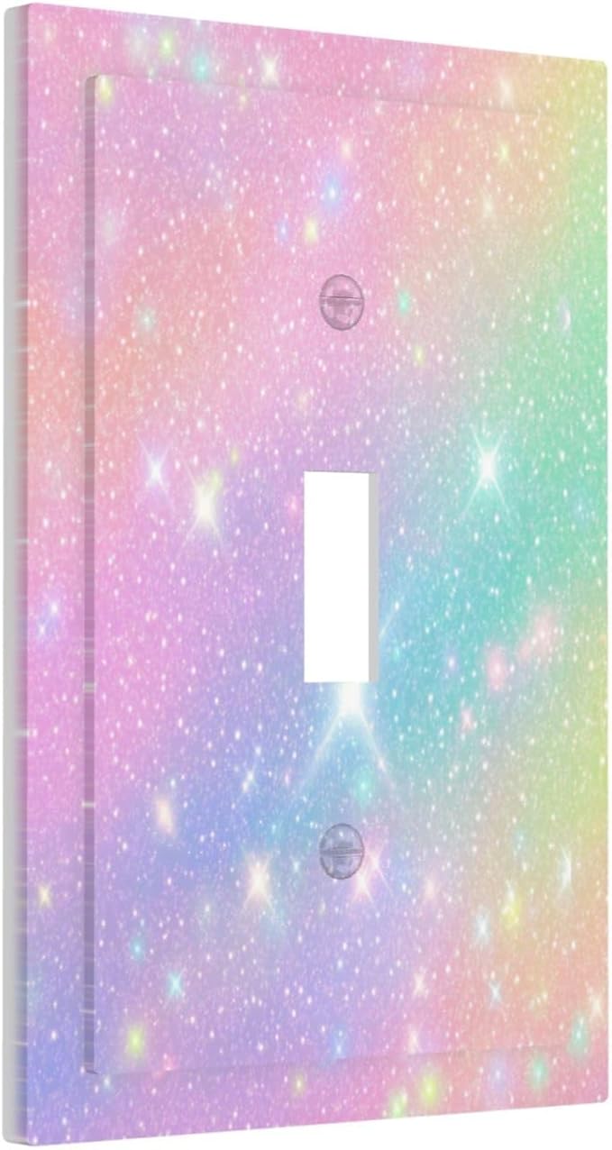 Decorative Light Switch Plate Covers Rainbow Shiny Gradient Colors 1 Gang Wall Plate Single Toggle Switch Cover Plate Jumbo Electrical Switchplate Receptacle for Kids Room Nursery Decor