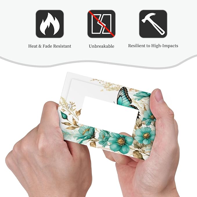 Decorative Outlet Covers Butterfly on Blue Daisy Flower Floral Golden Leaf 1 Gang Single Decora GFCI Device Light Switch Covers Plate 1 Rocker Wall Plate Jumbo Face Plate
