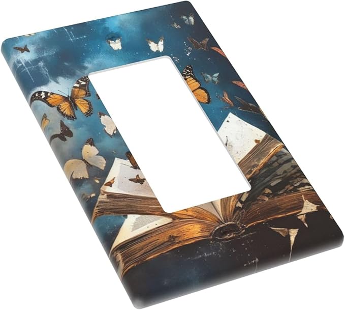 Decorative Art Light Switch Covers Butterflies from the Book 1 Gang Rocker Outlet Wall Plate Switchplate Electrical Faceplate for Home Decor