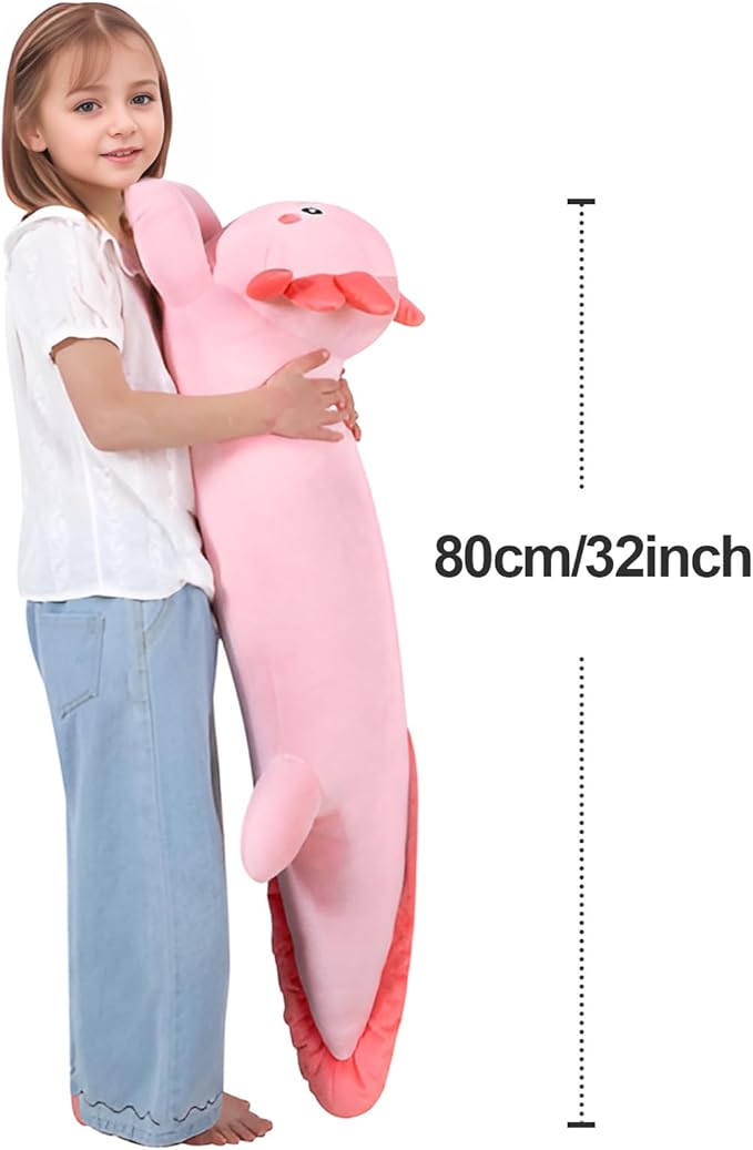 MMguai 32 inch Axolotl Stuffed Anima Big Long Body Plush Toy Soft Pillow, Large Pink Axolotl Stuffy Plushie Gift for Kids Boy Girl Birthday
