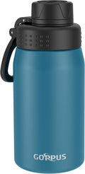 GOPPUS 15oz Kids Water Bottle with Spout Lid, Toddler Water Bottle, Stainless Steel Insulated Water Bottle, Leakproof, BPA Free, Suitable for Boys and Girls for School（Navy Blue）