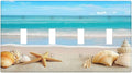 Light Switch Covers Seashells Beach Starfish Scallop Quad Toggle Electrical Faceplate 4 Gang Wall Plate Decorative Switch Plates For Bathroom Home Decor