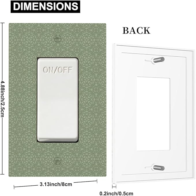 Sage Green Textured Single Rocker Switch Cover - 1-Gang Standard US Size Minimalist Botanical Weave Light Switch Covers, Modern Farmhouse Linen Texture for Neutral Decor