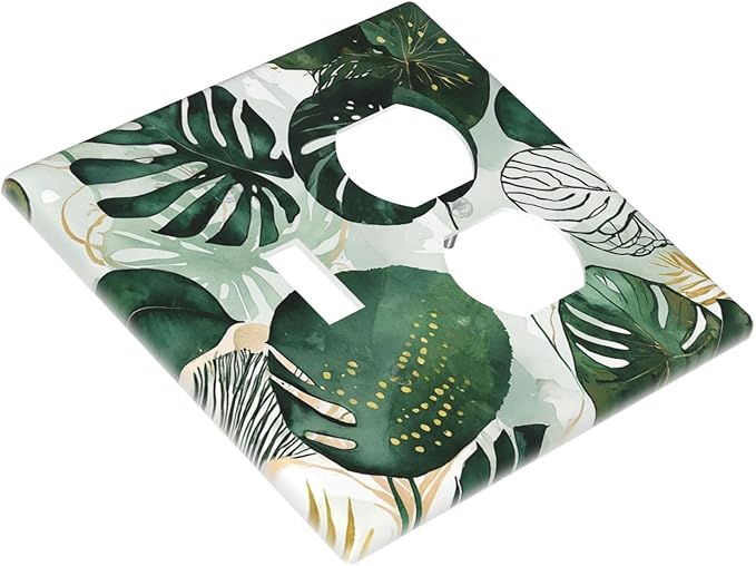 Wallplates Boho Tropical Leaves 1 Toggle 1 Duplex Switch Plate Electrical GFCI Faceplate Decorative Light Switch Covers for Bedroom Bathroom Decor