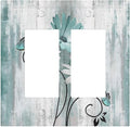 Teal Daisy Vintage Flower Butterfly Rustic Wood Print Decorative Outlet Covers 2 Gang Double GFCI Rocker Electrical Wall Panels Light Switch Cover Plate for Farmhouse Home Decor