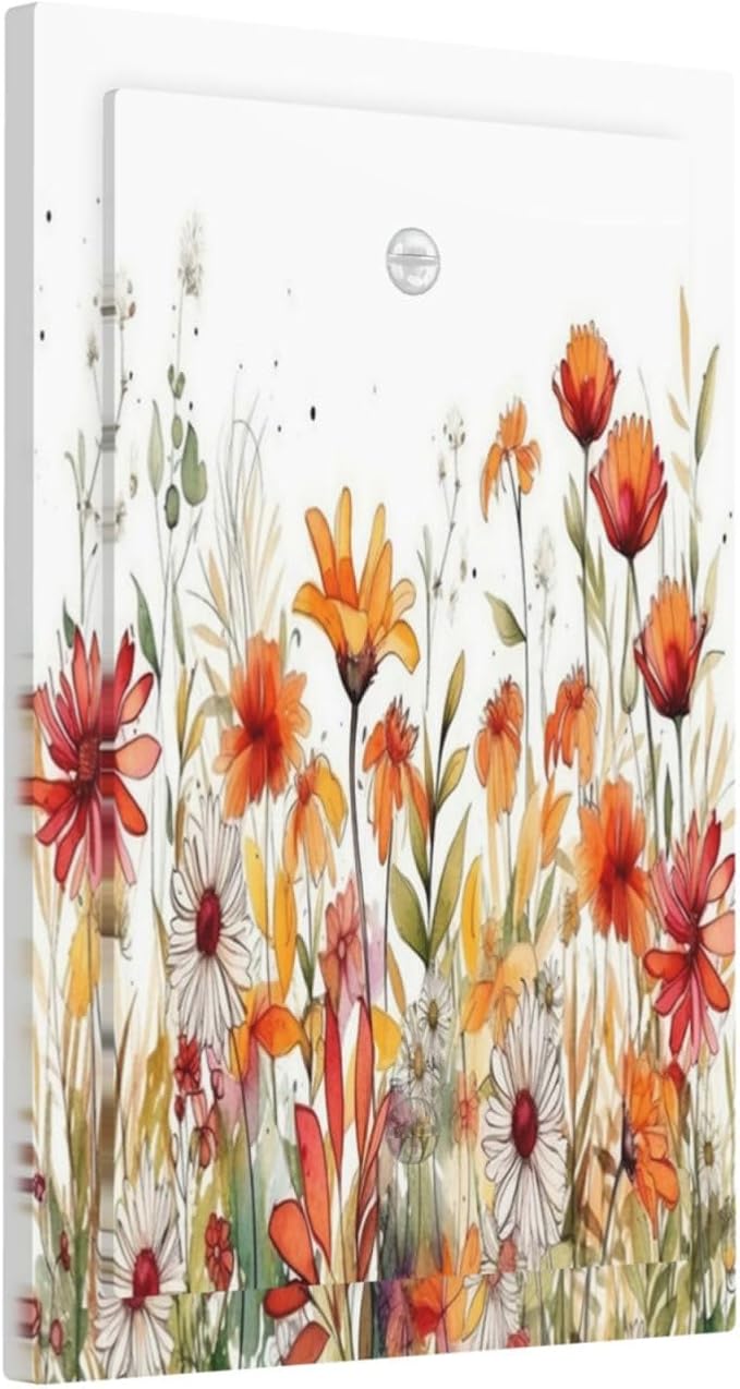 Watercolor Wild Flower Floral Daisy Plant Light Switch Cover Plate 1 Gang No Device Blank Electrical Wall Plates Faceplate Decorative Switch Plate for Bedroom Living Room Decor