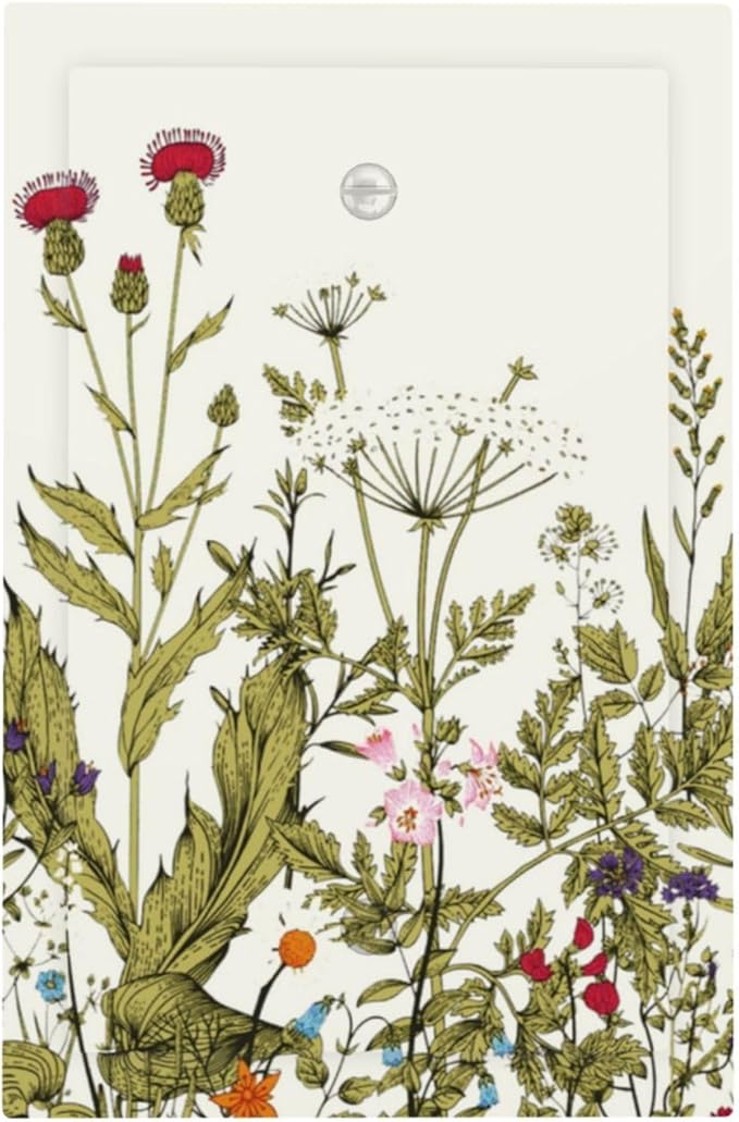 Country Vintage Wild Flowers Floral 1 Gang No Device Outlet Wall Plate Blank Light Switch Cover Switchplate Electrical Decorative Faceplate Bedroom Decorate