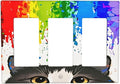 Cat Rainbow Triple Rocker Wall Plate Decorative 3 Gang Light Switch Covers Electrical Switchplate Home Decorate Faceplat for Bathroom Bedroom Kitchen Room 4.5 x 6.38 Inch