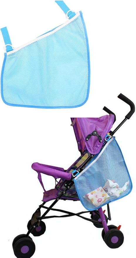 2PCS Pack Baby Stroller Organizer, Toddle Mesh Stroller Organizer for Bottle Nappy Baby Cloth, Detachable Straps,Set With Side Sling Stroller Cargo Bag(BLACK B)