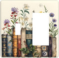 Plant Floral Books Colorful Flower Outlet Covers 1 Toggle 1 Rocker Combination Decorative Wall Plate Electrical Switch Plates Light Switch Cover Plate for Kids Room Bedroom Decor
