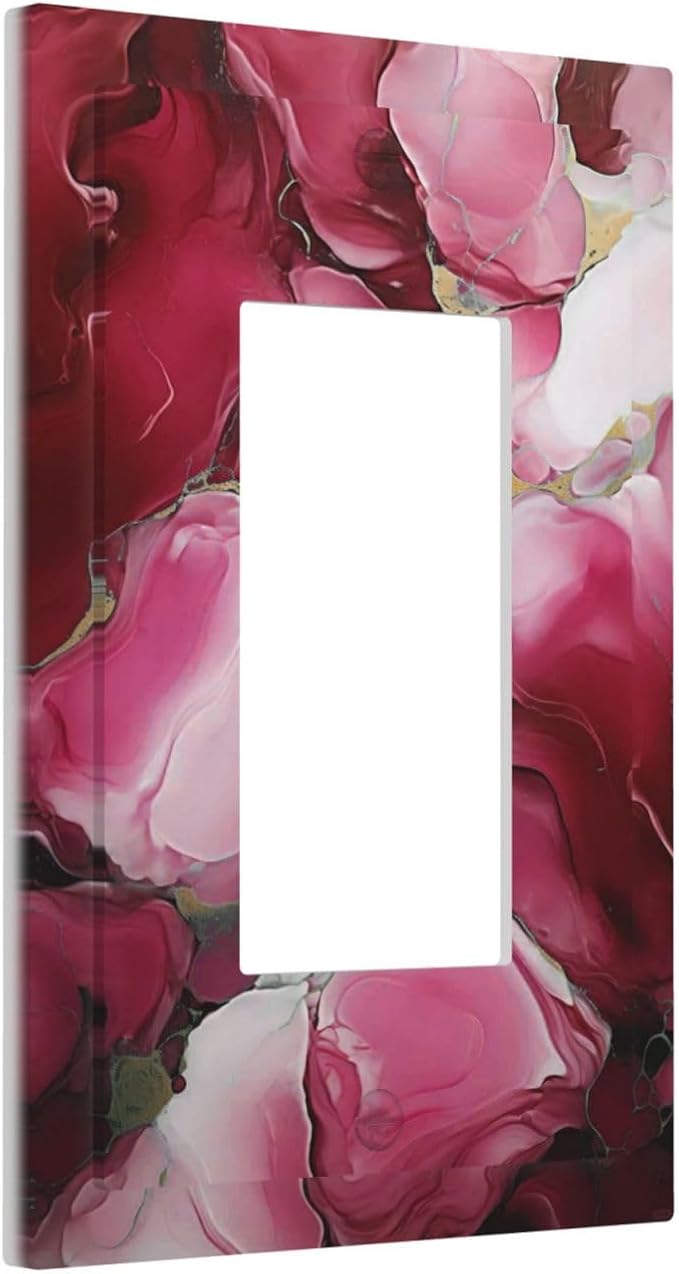 Decorative Outlet Covers Abstract Luxury Red Gold Marble Textures 1 Gang Single Decora GFCI Device Light Switch Covers Plate 1 Rocker Wall Plate Jumbo Face Plate for Bedroom Decor