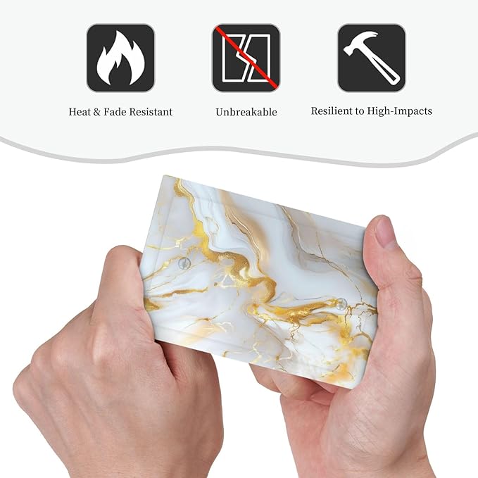 Decorative Blank Wall Plate Abstract Gold Marble Design with White & Gold Single Gang No Device Outlet Covers 1 Gang Light Switch Covers for Modern Luxurious Decor