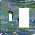 Outlet Covers Cute Black Cat Water Lily Pond Watercolor 2 Gang Combo Light Switch Cover Plate Toggle Rocker Wallplates Decorative Switch Plates and Outlet Covers for Kids Room Nursery Decor