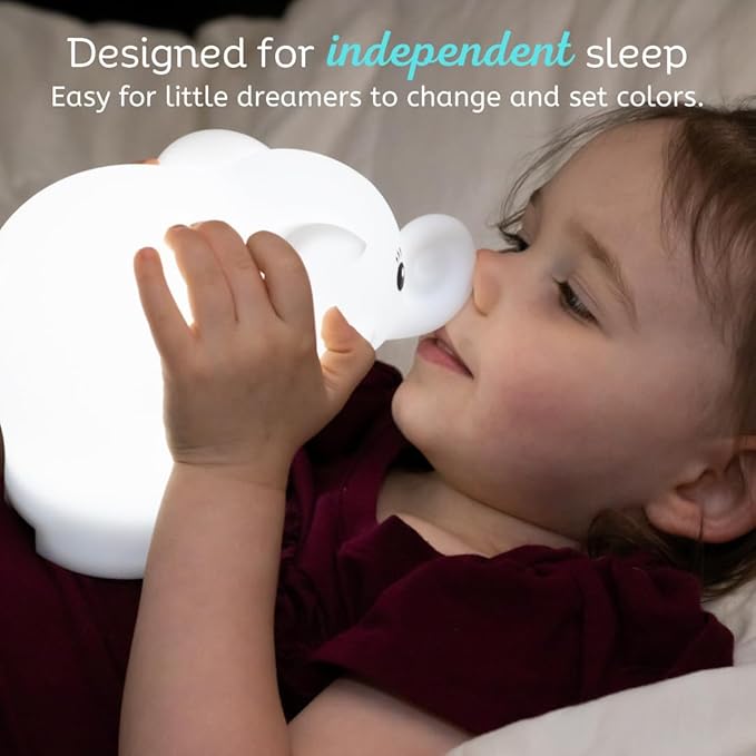 LumiPets Eggbert the Elephant Squishy Night Light for Kids | Silicone Nightlight with Tap, Remote Control | Rechargeable Color Changing Animal Light for Girls & Boys | Portable Mood Lamp With USB Cord