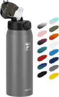 Fanhaw 24 oz Insulated Stainless Steel Water Bottle with Straw Lid, Leakproof & Anti-Dust Sports Bottle for Kids, Women & Men (Gray)