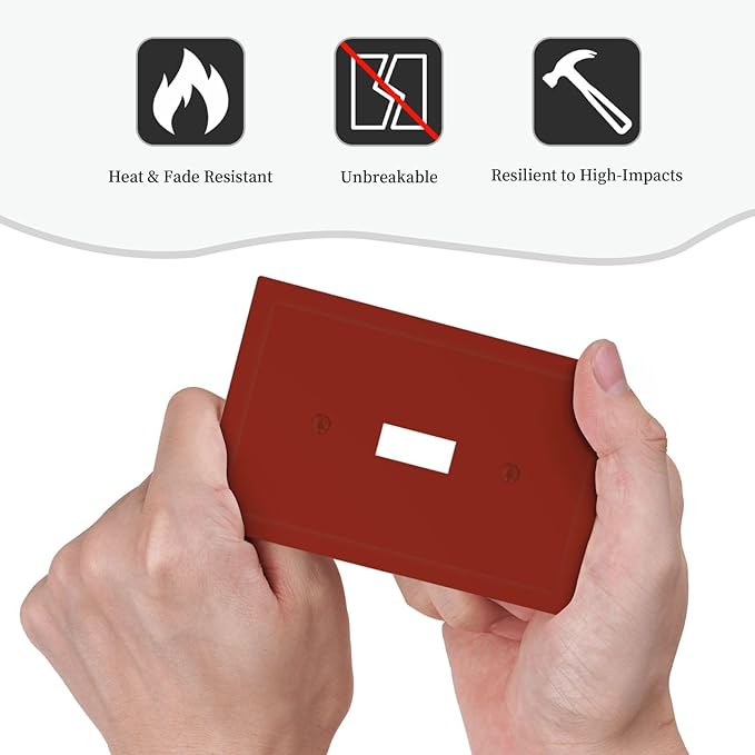 Decorative Solid Maroon Red Toggle 1-Gang Toggle Light Switch Cover, Colored/Color Thick Grape Wine Red Brown Single Electrical Device Switch Face Wall Plate One Gang