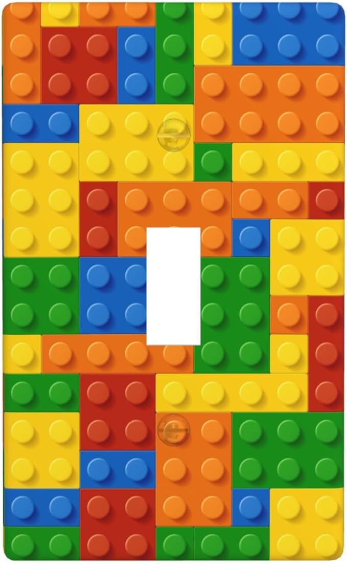 Colorful Bricks Light Switch Cover Plates Decorative Single Toggle Wall Plate, 1 Gang Lightswitch Cover