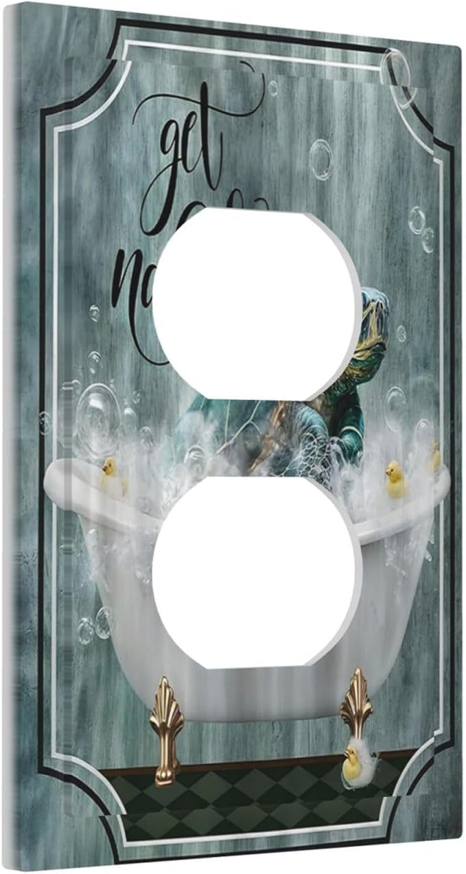 Teal Green Sea Turtle Funny Ocean Vintage Tortoise Beach Theme Outlet Covers 1 Gang Duplex Electrical Receptacle Faceplate Light Switch Cover Wall Plate Decorative Switch Plates for Bathroom