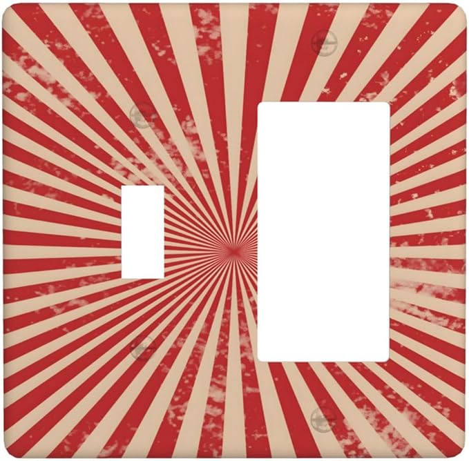 Retro Circus Sparkling Red White Lines Mid Century Outlet Covers 1 Toggle 1 Rocker Combination Decorative Wall Plate Electrical Switch Plates Light Switch Cover Plate for Farmhouse Home Decor