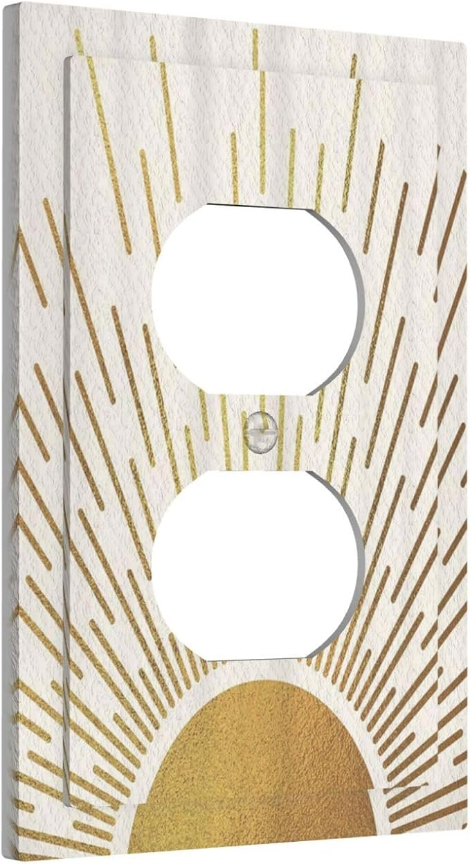 Decorative Outlet Covers Midcentury Golden Sun Minimalism Sunrise 1 Gang Wall Plate Receptacle Duplex Light Switch Cover Plate Single Dual Plug Covers Electrical Switchplate Faceplate